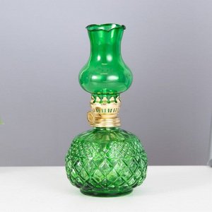 Керосиновая лампа декоративная зеленый 8,5х8,5х19 см