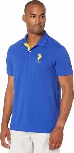 U.S. POLO ASSN. Slim Fit Big Horse Polo with Stripe Collar