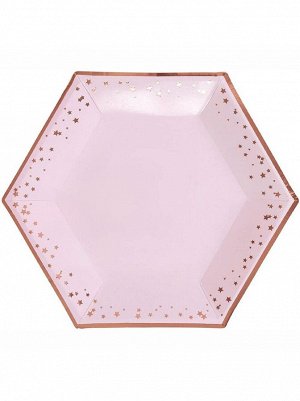 Тарелка бумага Гламур Pink&amp;RoseGold набор 8 шт 27 см