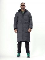 Куртка удлинённая мужская зимняя темно-серого цвета 7708TC
