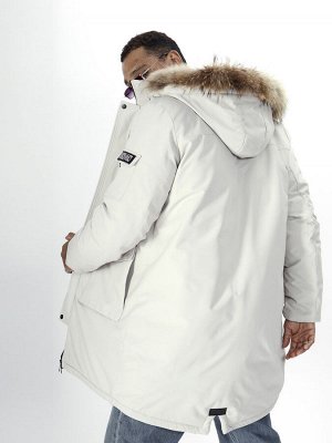 MTFORCE Парка мужская зимняя с мехом светло-серого цвета 2223SS