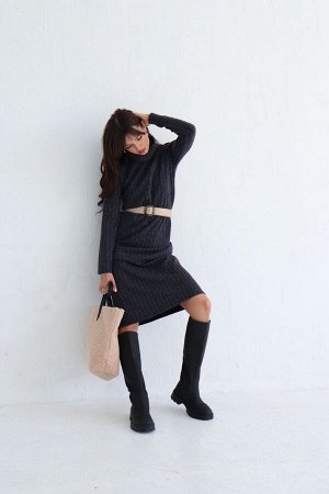 Платье-свитер в длине "миди" чернильное