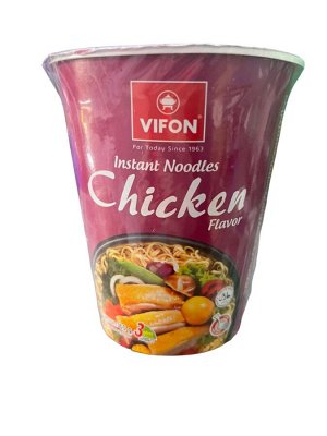 Лапша Пшеничная VIFON Chicken flavor со вкусом курицы по-восточному. Стакан 60 гр, Вьетнам (VIFON Instant noodles Chicken flavor)