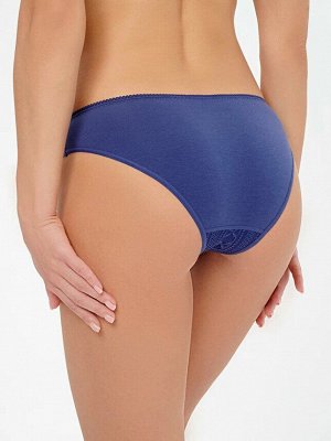 LUI et ELLE EC0366p bleu saphir Трусики женские слипы из хлопка с причудливым орнаментом кружева