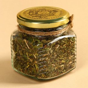 Травяной чай в стеклянной банке «Расцветай»: ежевика, репешок, фундук, ромашка, чабан-чай, шелковица, шиповник, мята, роза, 25 г.
