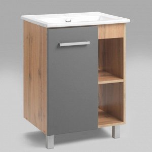Комплект мебели для ванной комнаты: Тумба "Квадро 60" + раковина "Элина 60", 60 х 81 х 47 см