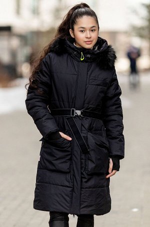 Утепленное стеганное зимнее пальто для девочки