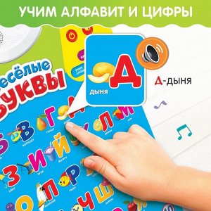 Обучающий электронный плакат «Весёлые буквы», музыкальный алфавит, счёт, работает от батареек