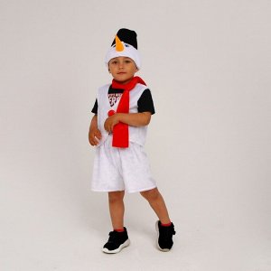 Карнавальный костюм Снеговик меховой,шорты,жилет,шарф,шапка с ведром,р-р28,р98-104.
