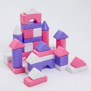 Кубики детские, пластиковые, цветные, 36 штук, 6 x 6 см, цвет розовый