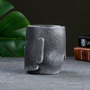 Кашпо - органайзер "Истукан моаи" серый камень, 10см