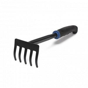 Грабли, длина 29 см, комбинированная пластиковая ручка, чёрно-голубые