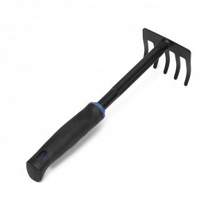 Грабли, длина 29 см, комбинированная пластиковая ручка, чёрно-голубые