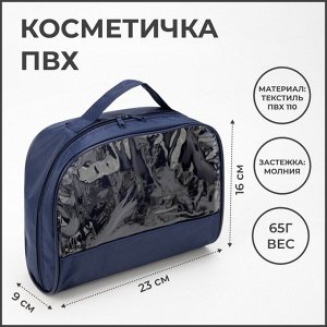 Косметичка на молнии, цвет синий