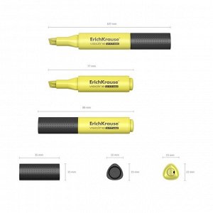 Маркер текстовыделитель ErichKrause Visioline V-17 Mini, 0.6-4.5 мм, чернила на водной основе, жёлтый