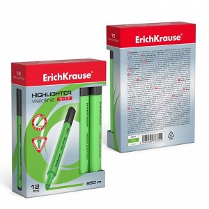Маркер текстовыделитель ErichKrause Visioline V-17, 0.6-4.5 мм, чернила на водной основе, зелёный