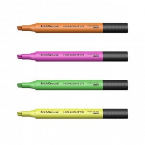 Набор маркеров текстовыделителей ErichKrause Visioline V-17, 4 штуки, 0.6-4.5 мм, чернила на водной основе, жёлтый, зелёный, розовый, оранжевый