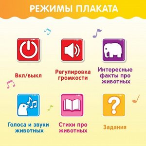 Говорящий электронный плакат «Весёлый зоопарк», звуковые эффекты