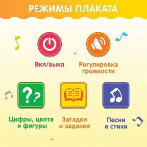 Обучающий плакат «Первые знания», со звуком, работает от батареек