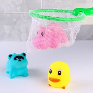 СИМА-ЛЕНД Набор игрушек для ванны «Кругляшики» + сачок + 3 пвх игрушки 9132538