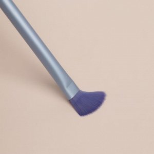 Кисть для макияжа «PENCIL», скошенная, 16 см, цвет розовый/синий