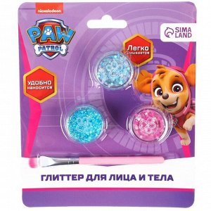 Глиттер для лица и тела "Paw Patrol" Скай, блеск по 3 гр, кисточка