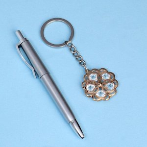Набор подарочный 2в1 (ручка, брелок цветок со стразами)
