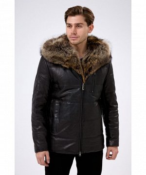 Мужская зимняя куртка из натуральной кожи