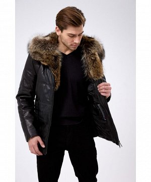 Мужская зимняя куртка из натуральной кожи