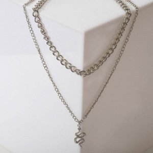 Кулон «Змея» с цепью, цвет серебро, L= 40,5 см