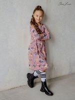 Платье Эля лисы разноцветные на пудре
