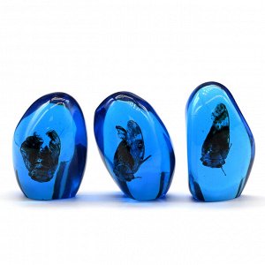 Сувенир из янтаря искусственного"Цикада" 40*55мм цв.синий.