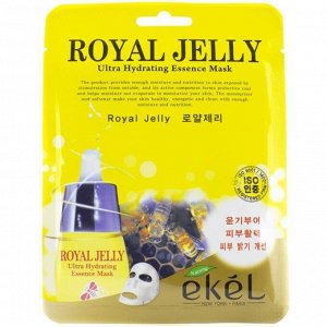 Ekel Маска тканевая для лица с маточным молочком Mask Royal Jelly Ultra Hydrating Essence, 25 мл