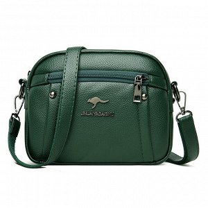Женская сумка кросс-боди из эко кожи, овальной формы с боковым карманом, цвет темно-зеленый