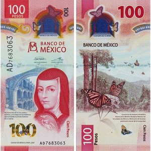 100 Песо. Историческая самобытность и природное наследие.  Мексика 2020