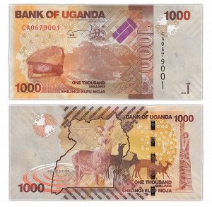 1000 Шиллингов. "Антилопы" Фауна. Уганда 2015