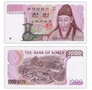 1000 Вон Южная Корея  1983