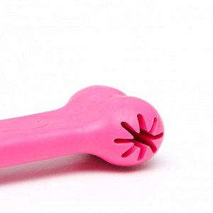 Игрушка жевательная "Вкусная кость" с отверстиями для лакомств, TPR, 11 см, розовая