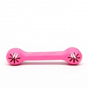 Игрушка жевательная "Вкусная кость" с отверстиями для лакомств, TPR, 11 см, розовая