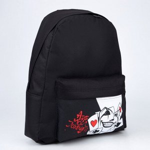 Рюкзак молодёжный «Джокер», отдел на молнии, наружный карман, цвет чёрный, 33 см х 13 см х 37 см