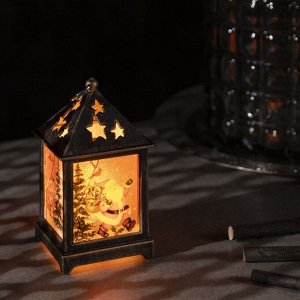 Светодиодная фигура «Бронзовый фонарь с Дедом Морозом» 7 x 13 x 3.5 см, пластик, батарейки AG13х3, свечение тёплое белое