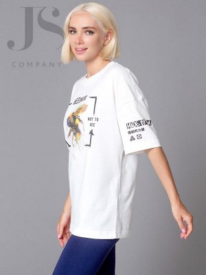 Хлопковая женская футболка свободного силуэта