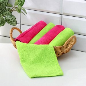Салфетки универсальные Доляна, 220 г/м², 5 шт, 30x30 см, микрофибра, с оверлоком, МИКС