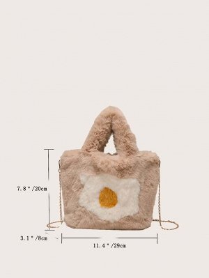 Квадратная сумка яйцо-пашот с рисунком из плюша
