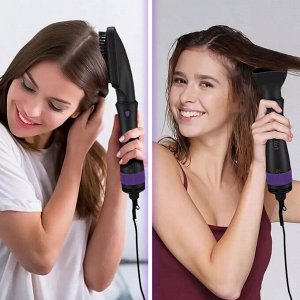 Фен-щетка "4 в 1" КТ-3236-1 черно-фиолетовый