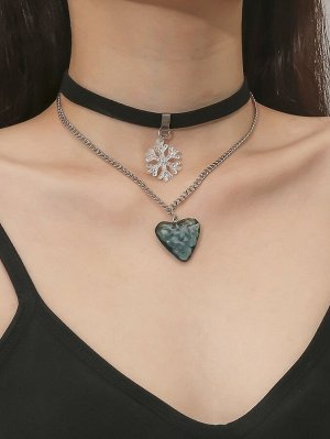 Многослойное ожерелье с сердечком