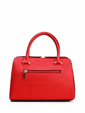 Квадратная сумка неоново-красный с крокодиловым тиснением с бахромой