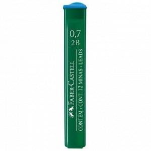 Грифели для механических карандашей Faber-Castell "Polymer", 12шт., 0,7мм, 2B