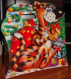Упаковка для новогоднего подарка Тигр с котом