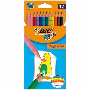 Карандаши цветные пластиковые Bic "Tropicolors2", 12цв., заточен., картон, европодвес